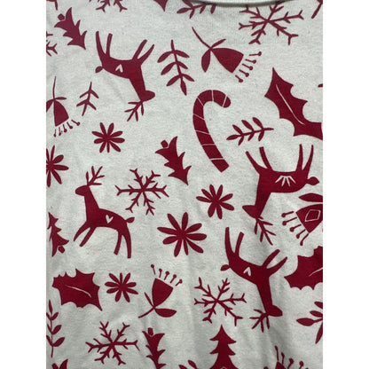 Hanna Andersson Pajama Set Womens Large White Red Holiday Reindeer Organic EUC1