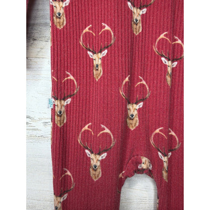 Posh Peanut Convertible Sleeper Boys 6-9M Red Deer Bamboo Rib Woodland GUC5