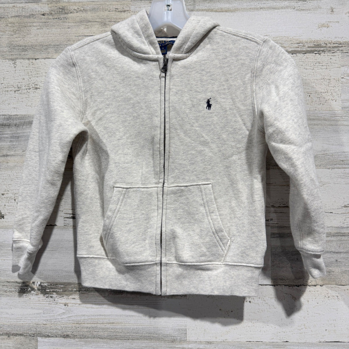 Polo Ralph Lauren Zip Up Hoodie Kids Boys 6 Oatmeal Heather Cotton Blend Classic0
