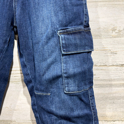 Zara Cargo Jeans Boys Size 7 Blue Elastic Waist Jogger Utility Gorpcore EUC2