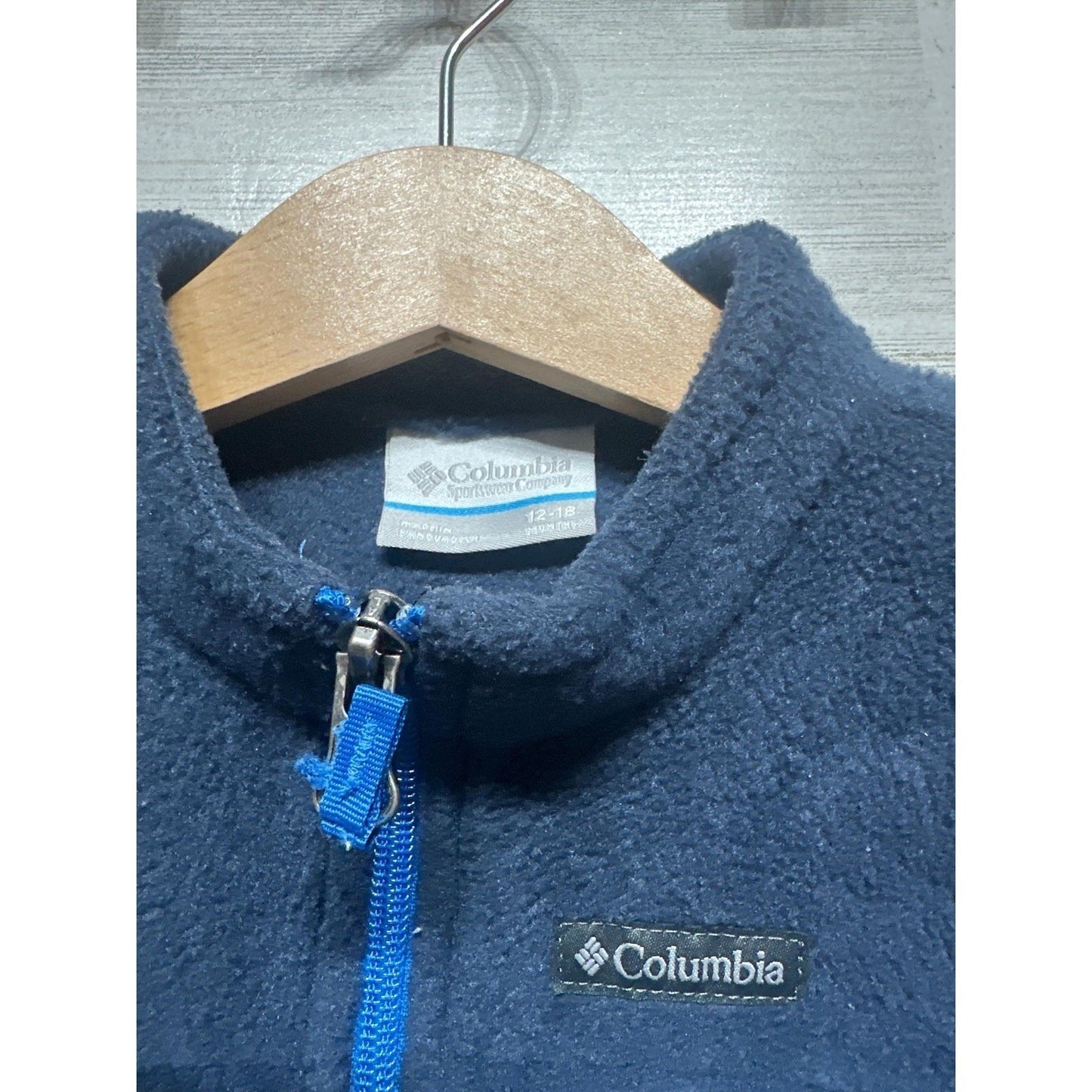 Columbia Fleece Jacket Kids 12-18M Blue Colorblock Full Zip EUC1
