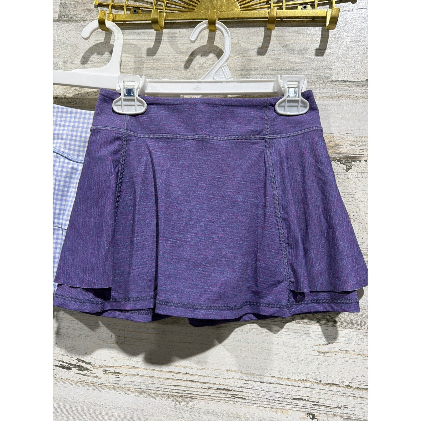 All In Motion Skorts Shorts Girls Small 6/7 Purple Blue Plaid Activewear EUC2