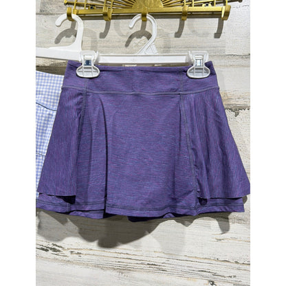 All In Motion Skorts Shorts Girls Small 6/7 Purple Blue Plaid Activewear EUC2