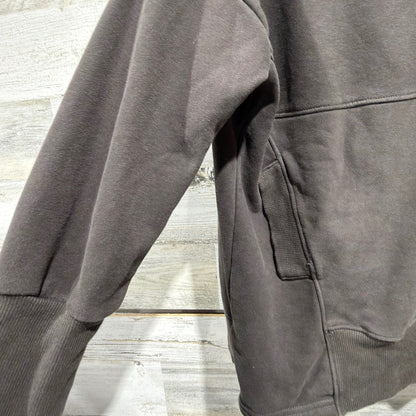 Quarter Snap Button Hoodie Women Small Gray Oversized Pullover Sweatshirt EUC2