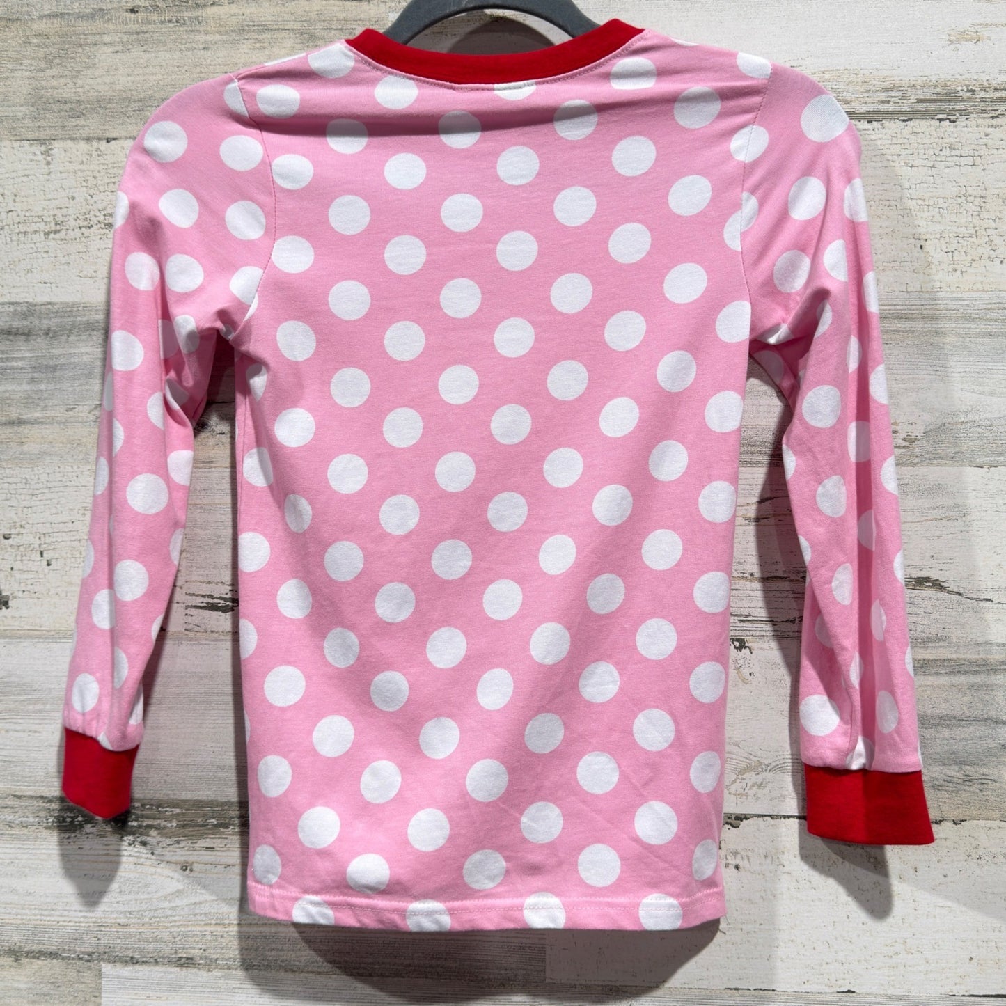 Classic Whimsy Shirt Girls 8 Pink Polka Dot Santa Applique Holiday EUC4