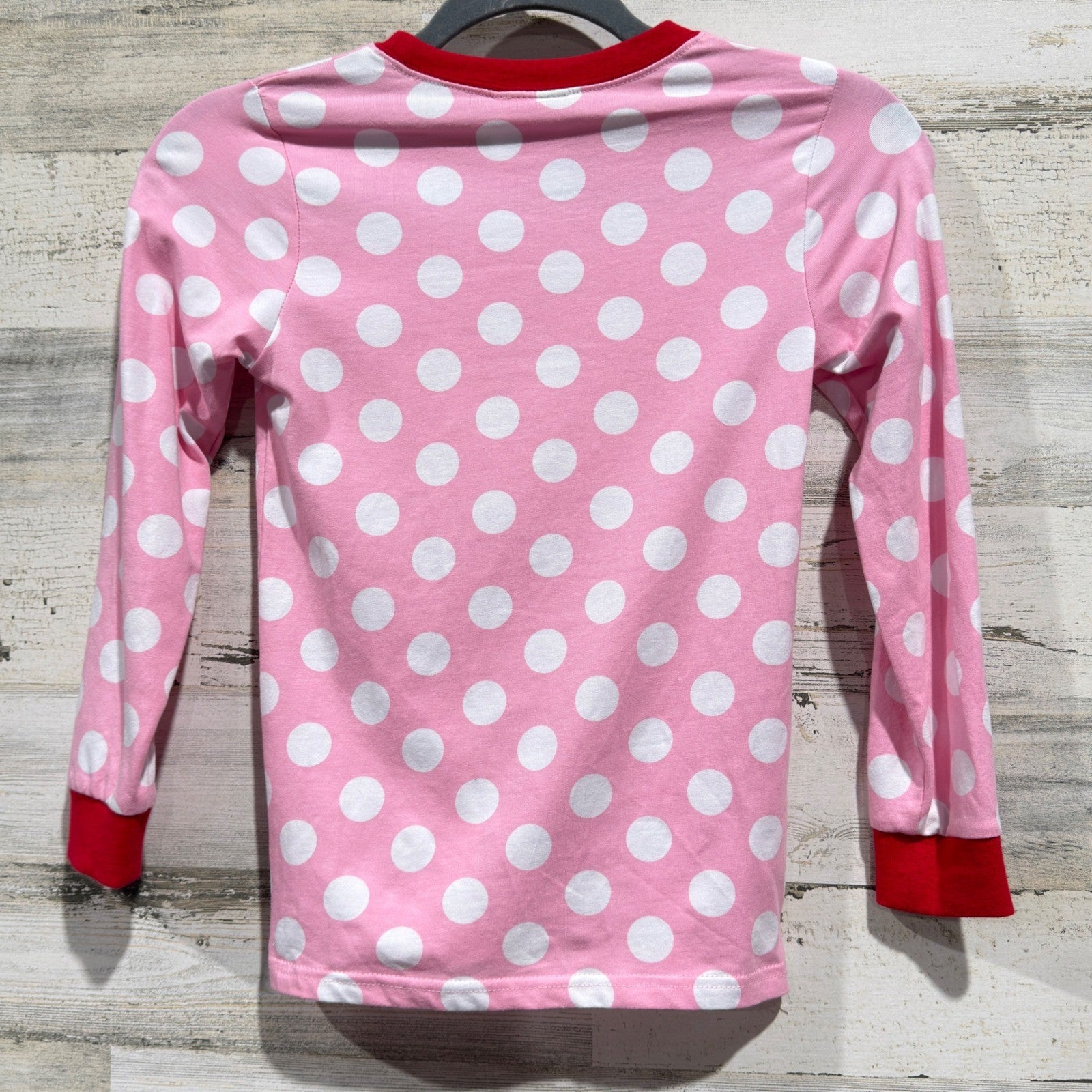 Classic Whimsy Shirt Girls 8 Pink Polka Dot Santa Applique Holiday EUC4