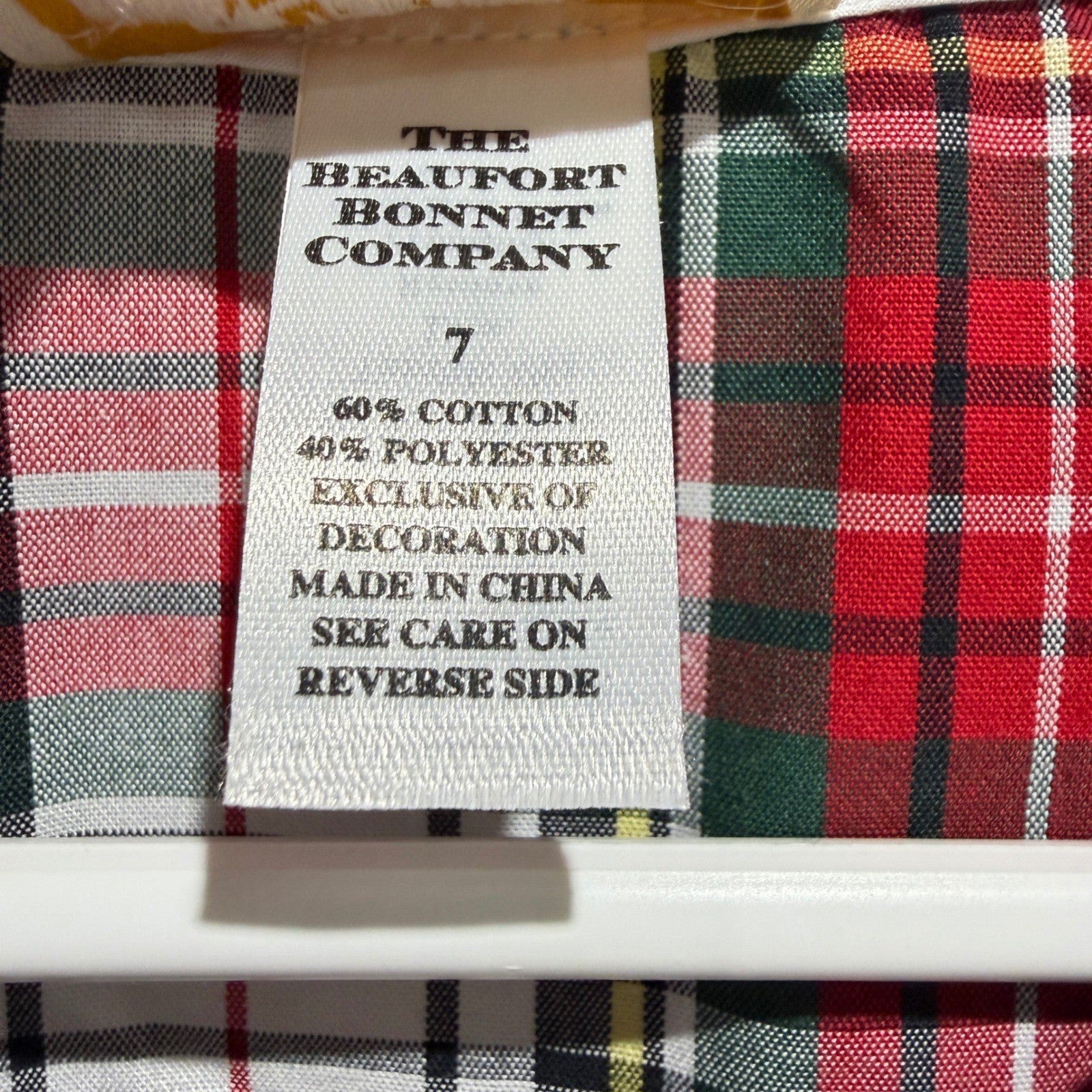 The Beaufort Bonnet Company Dress Girls 7 Red Plaid Holiday Classic EUC3