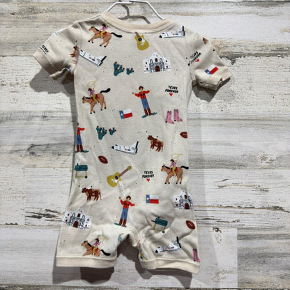 Smaller Things Romper Kids 3-6M Cream Texas Forever Cowboy Organic Cotton EUC4