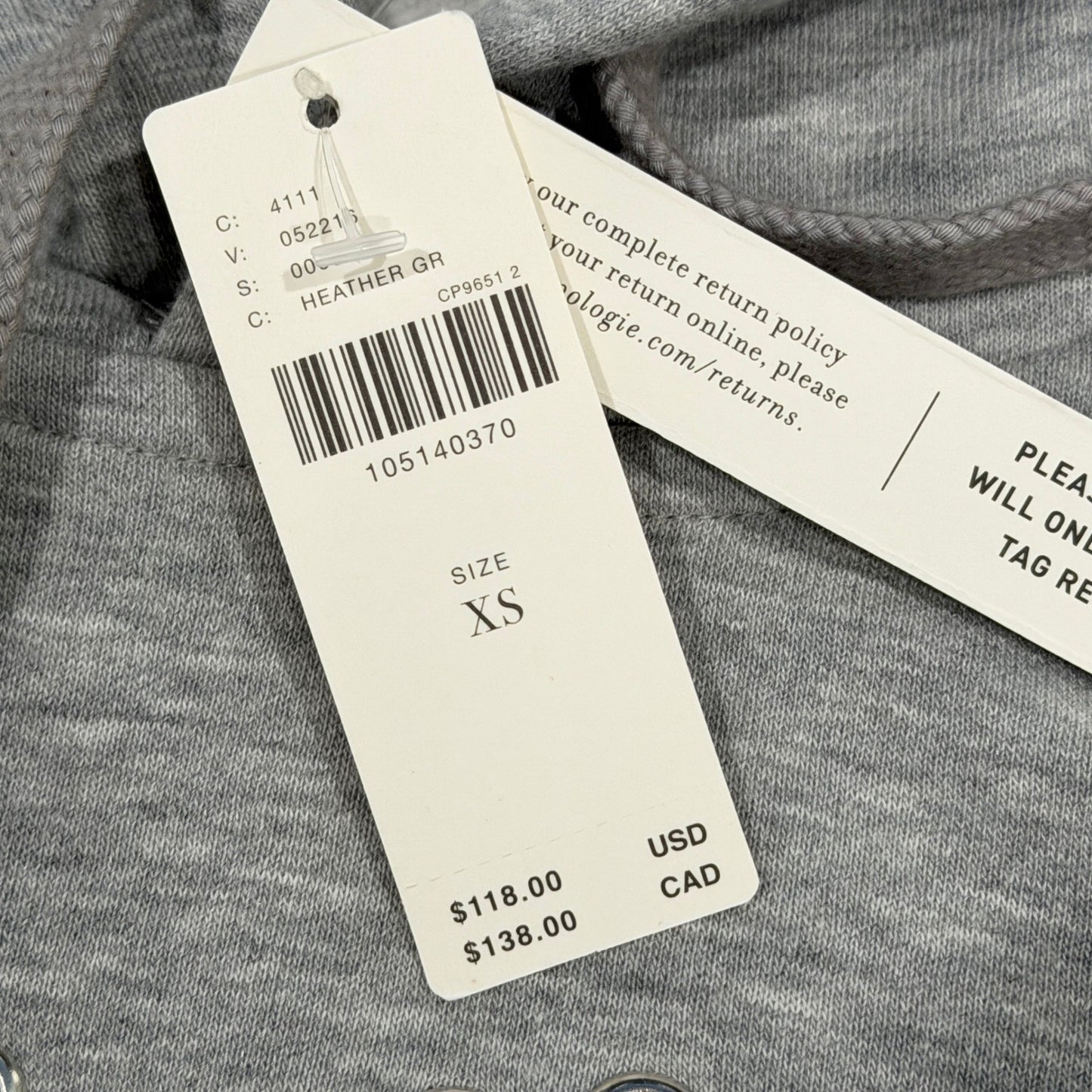 Maeve Anthropologie Hoodie Women XS Gray Grommet Heart Puff Sleeve Coquette NWT4