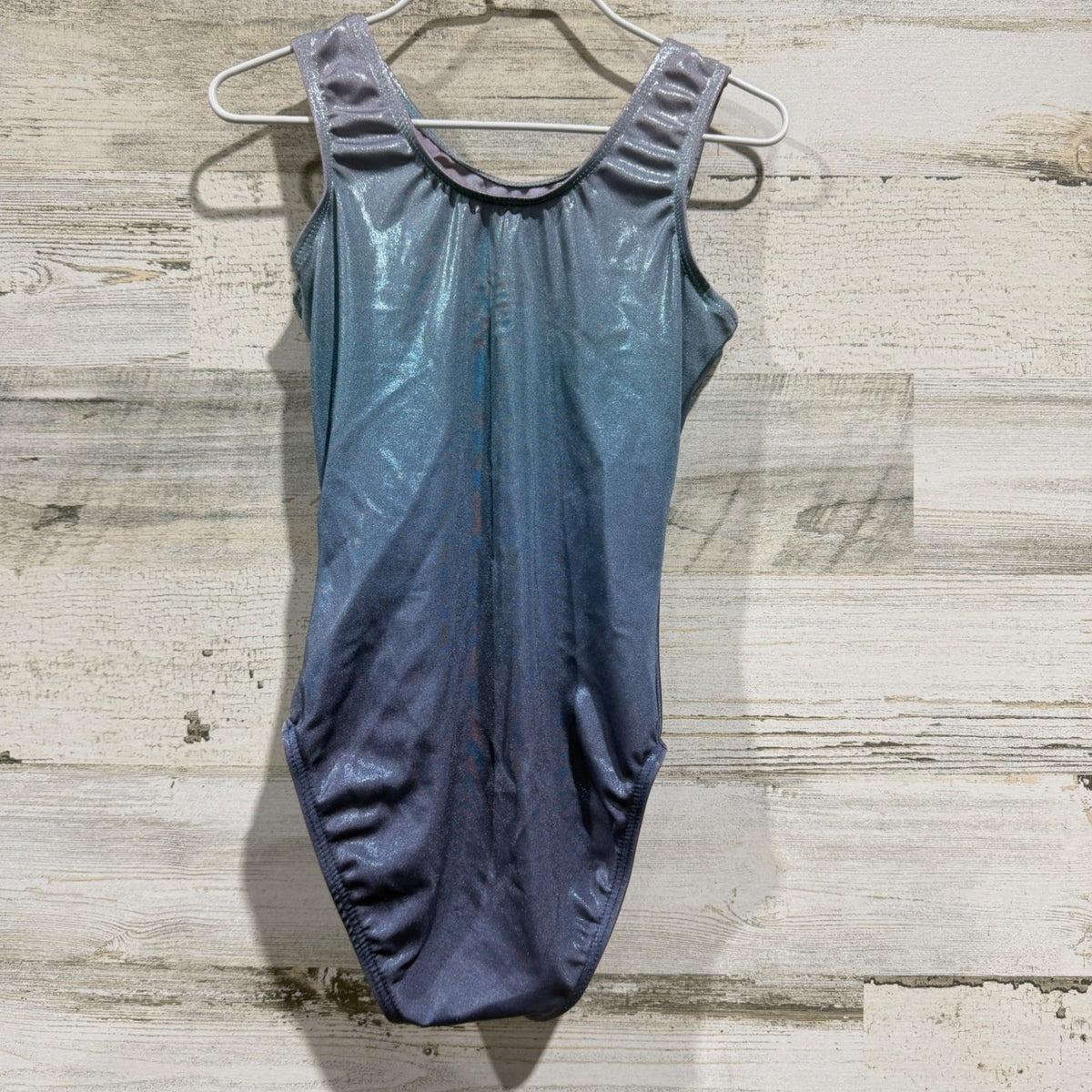 Destira Ombre Rhinestone Leotard Girls Child's Small Blue Purple Sparkle EUC4