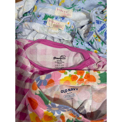 B'TWEEN Old Navy Dreamy ZZZ Girls 18-24M Blue Pink Floral Gingham Bundle EUC5