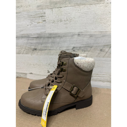 MIA Combat Boots Kids Size 3 Taupe Brown Knit Cuff Side Zip NWT1
