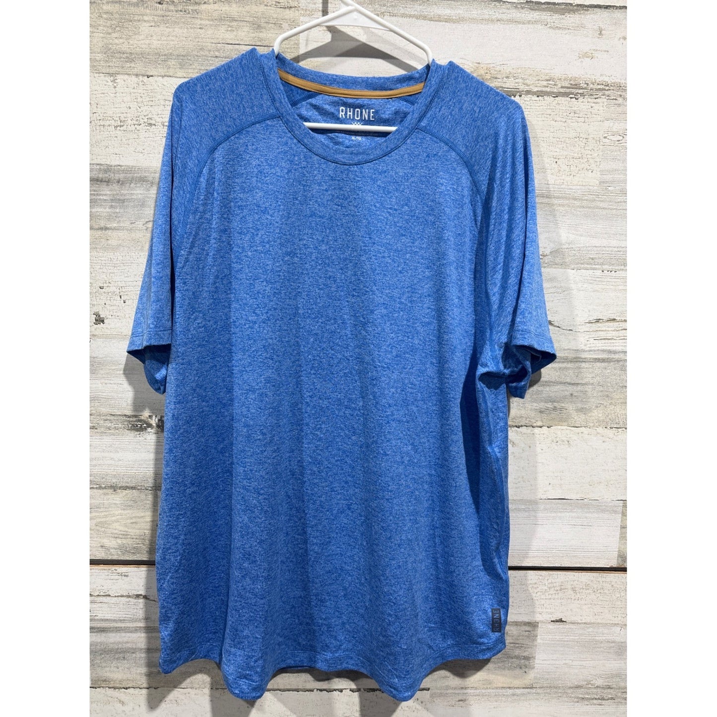 Rhone Reign Short Sleeve Shirt Mens XL Blue Heather Performance Gym Workout EUC0