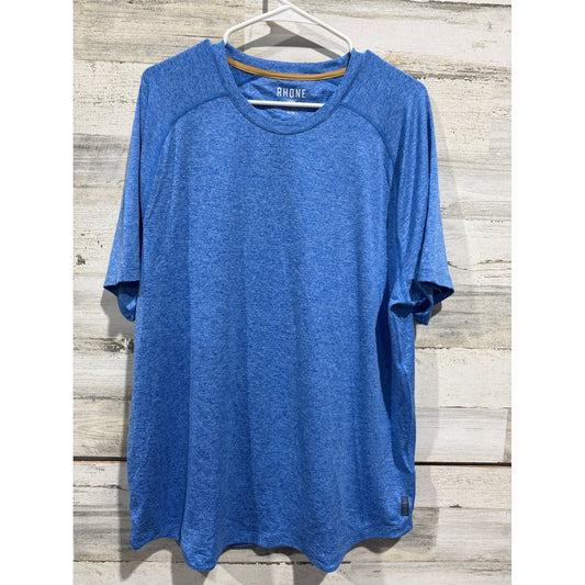 Rhone Reign Short Sleeve Shirt Mens XL Blue Heather Performance Gym Workout EUC0