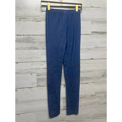 Baby Sara Leggings Girls Size 7 Blue Rhinestone Heart Star Smiley NWT3