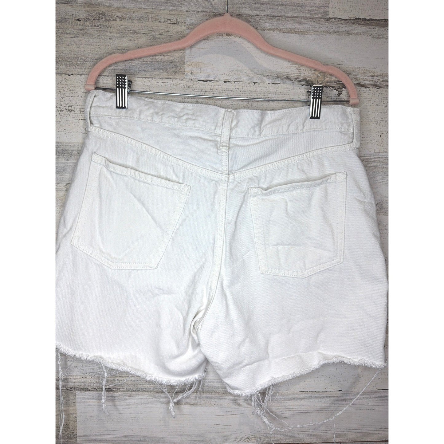 Old Navy Denim Shorts Women Size 10 White High-Rise Slouchy Straight Coastal GUC2