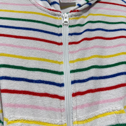 Hanna Andersson TerryCloth Hoodie Girls 5 White Rainbow Stripe Beach Scandi GUC*2