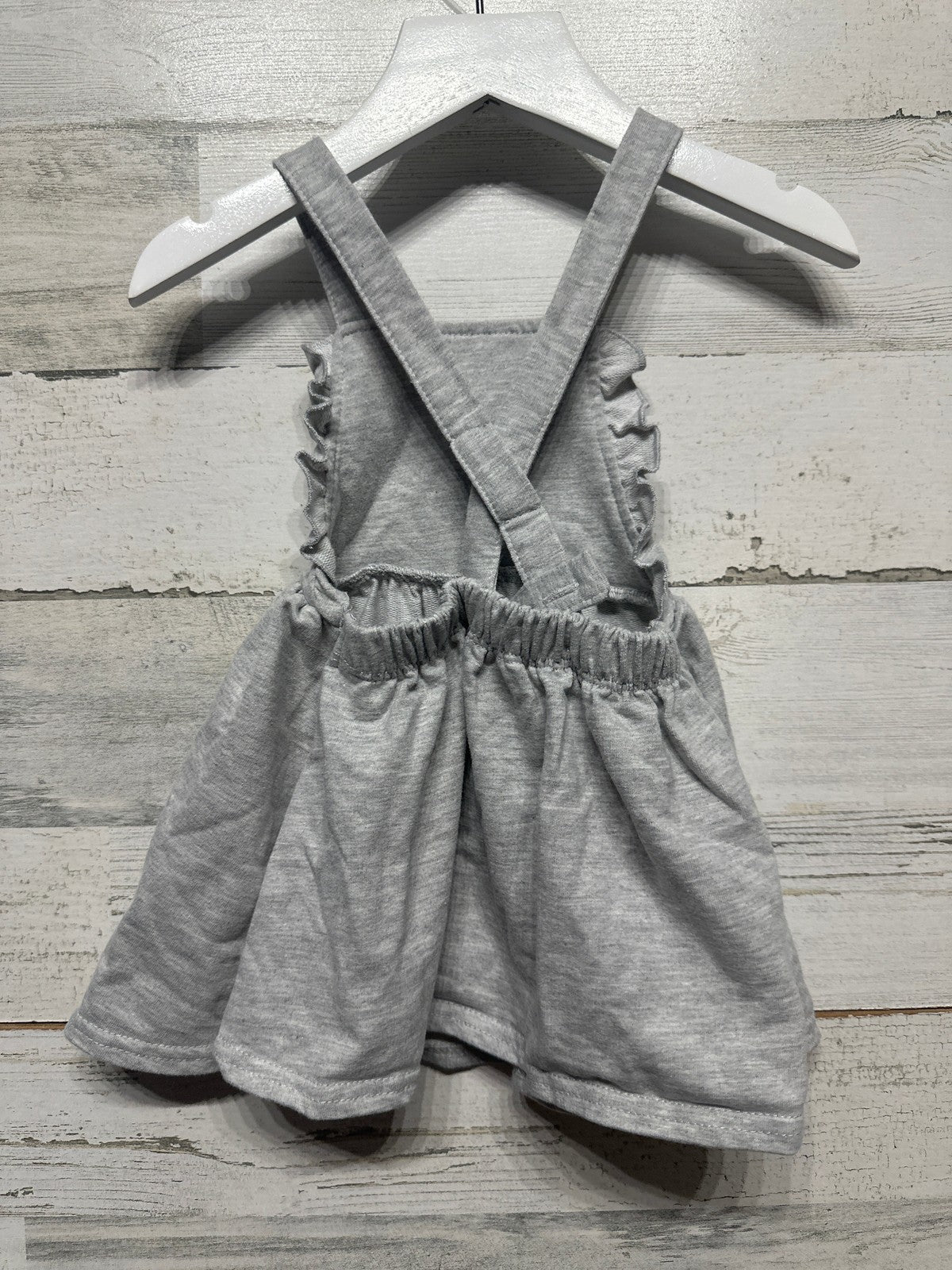 Disney Minnie Mouse Pinafore Dress Girls 18m Gray Ruffle Glitter EUC1