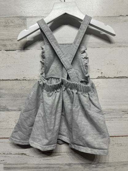 Disney Minnie Mouse Pinafore Dress Girls 18m Gray Ruffle Glitter EUC1