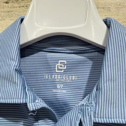 Class Club Polo Shirt Bundle Boys 6/7 Blue Stripe Performance Preppy EUC2