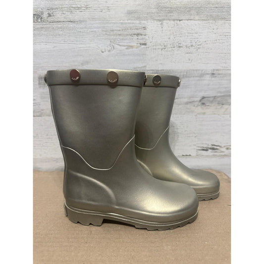 Oil and Water Rain Boots Girls Size 1 Youth Gold Metallic Rubber Studded EUC0