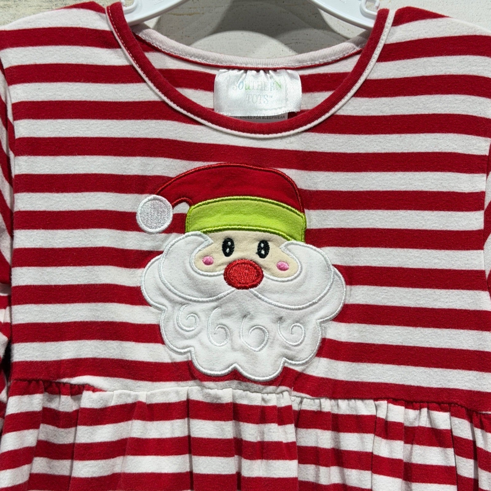 Southern Tots Santa Dress Girls 6 Red Striped Ruffle Christmas Boutique1