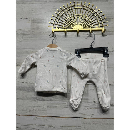 Carter's Just One You Kimono Set Girls 3M White Floral Ribbed EUC2
