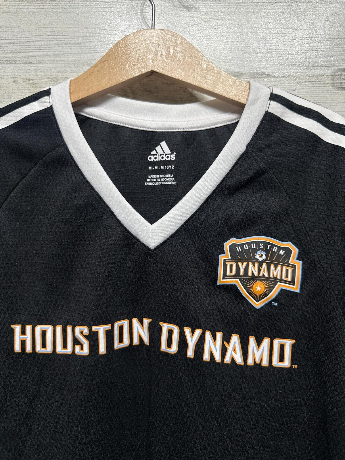 Adidas Soccer Set Kids Medium 10/12 Black Houston Dynamo MLS Jersey Shorts EUC1