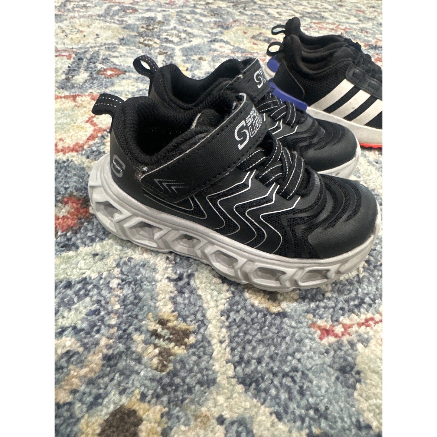 Adidas Sport Lights Sneakers Bundle Boys Toddler 7 Black White Light Up GUC1