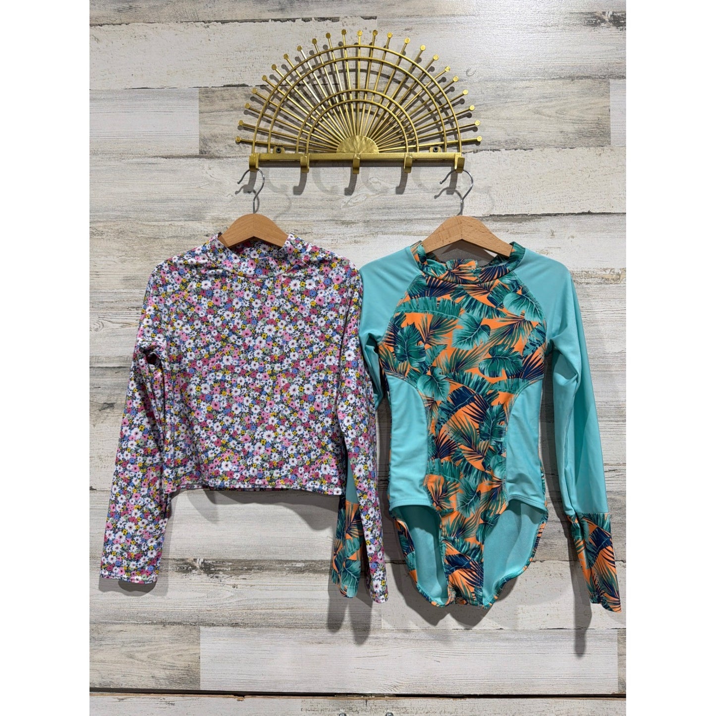 Art Class Gap Rash Guard Girls Medium 7/8 Swim Floral Tropical EUC0