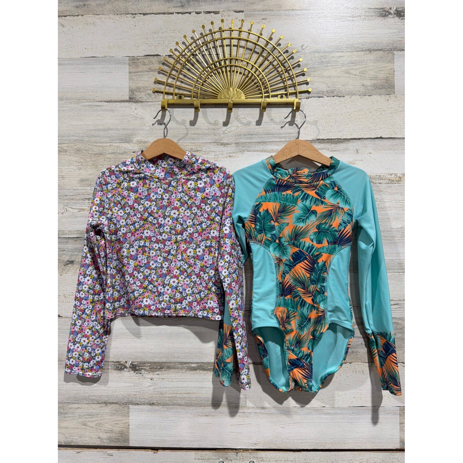 Art Class Gap Rash Guard Girls Medium 7/8 Swim Floral Tropical EUC0