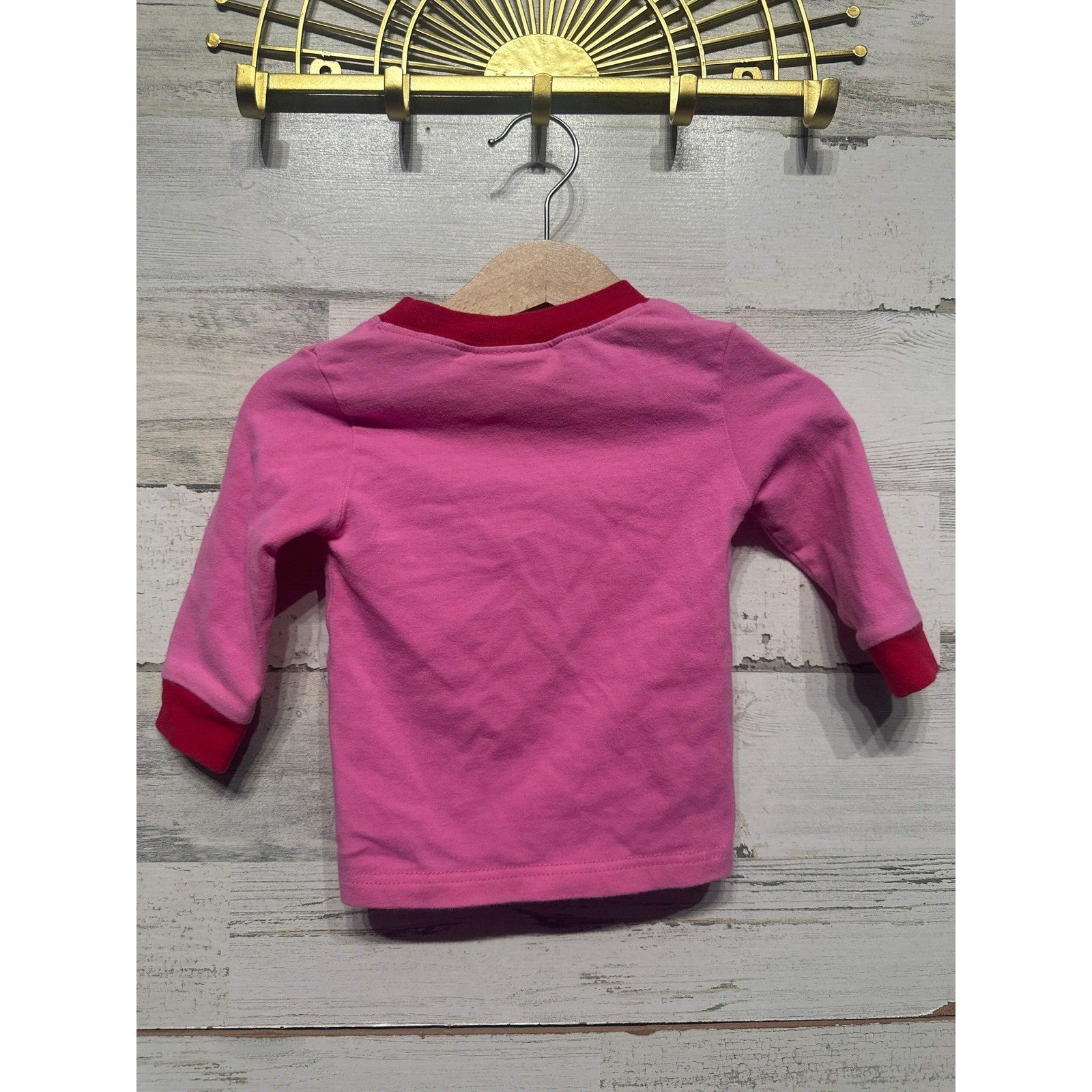 Classic Whimsy Reindeer Top Girls 9M Pink Red Christmas Applique EUC2