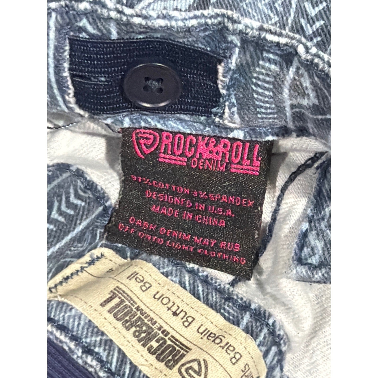 Rock & Roll Denim Bell Bottom Jeans Girls 4 Blue Aztec Western Boho EUC4