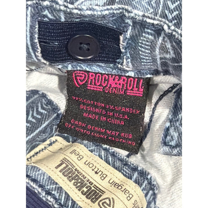 Rock & Roll Denim Bell Bottom Jeans Girls 4 Blue Aztec Western Boho EUC4