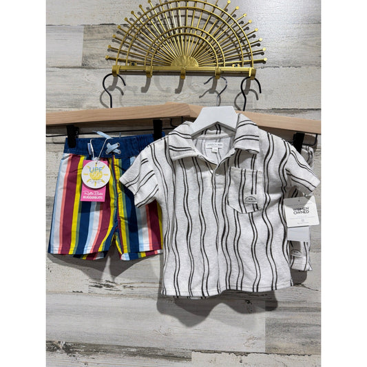 RuggedButts Grayson Mini Summer Bundle Boys 18M Color Striped Terry NWT0
