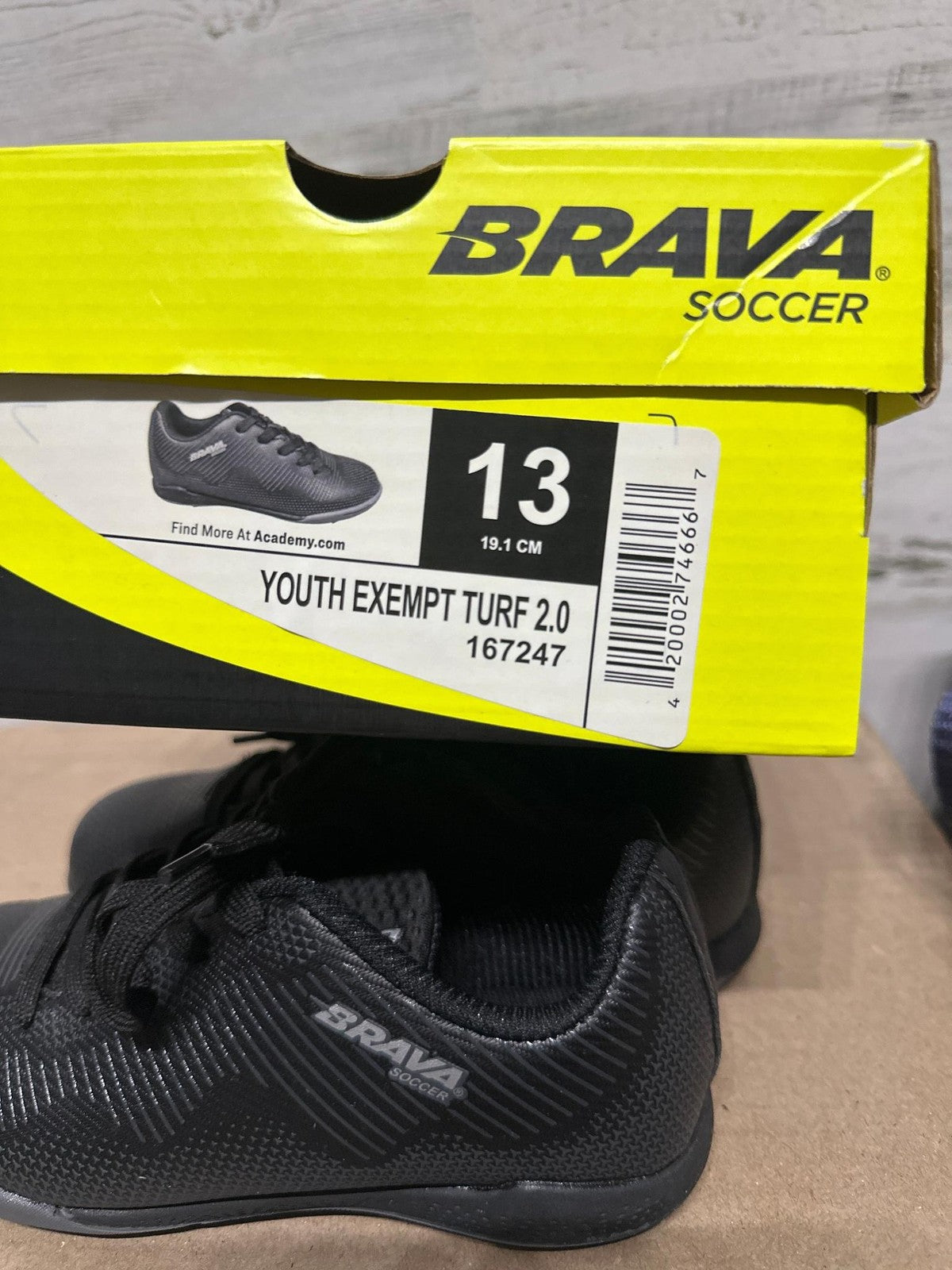 Brava Soccer Exempt Turf 2.0 Kids Size 13 Black Athletic Cleats NWT3