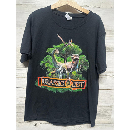 Jurassic Quest T-Shirt Boys Medium Black Dinosaur Graphic Tee Adventure EUC0