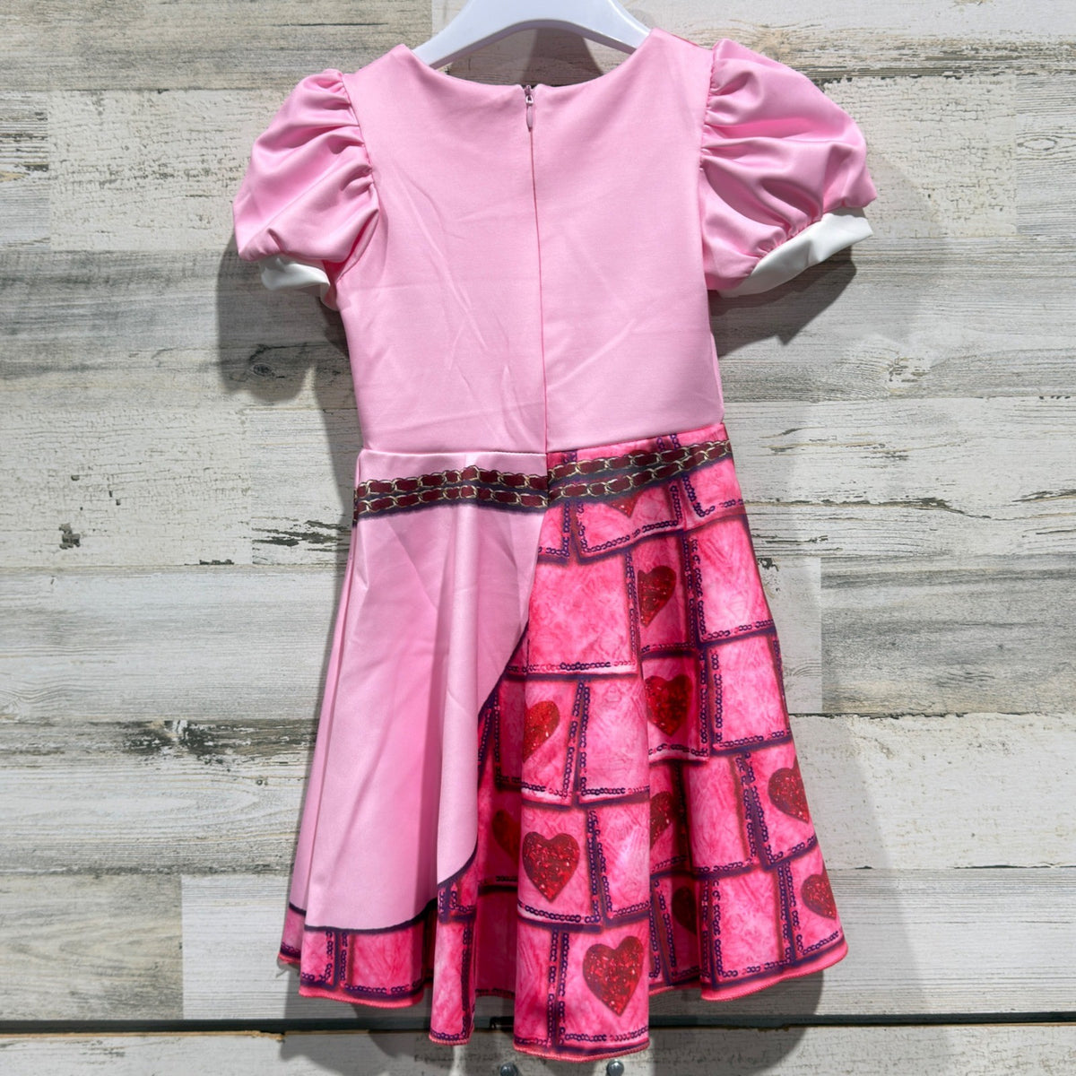 Fuyimei Heart Print Puff Sleeve Dress Girls Size 100 Pink Polyester NWT6