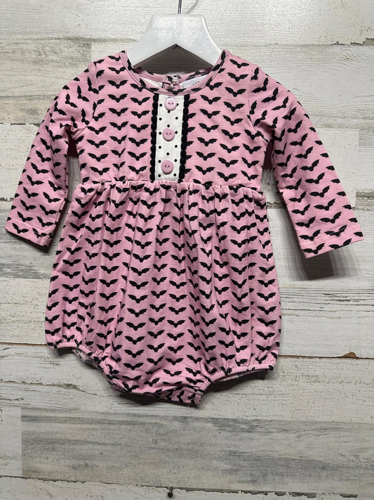 Swoon Baby Bubble Romper Girls 9M Pink Black Bat Print Halloween NWT0