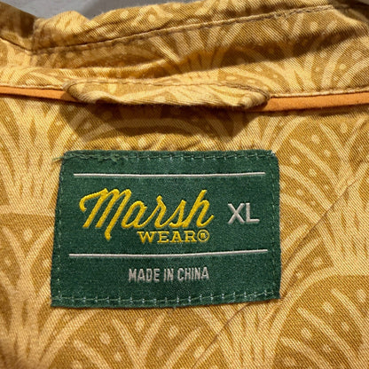 Marsh Wear MWW1021 Button Down Shirt Men XL Gold Lyocell Geometric Coastal EUC2