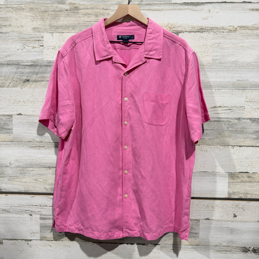 Cremieux Classics Camp Shirt Mens XL Pink Silk Linen Blend Short Sleeve Summer0