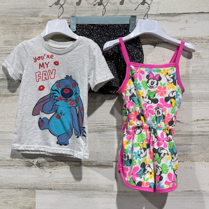 Disney Stitch Raya Minnie Mouse Clothing Bundle Girls 3T/4T Colorful Character1