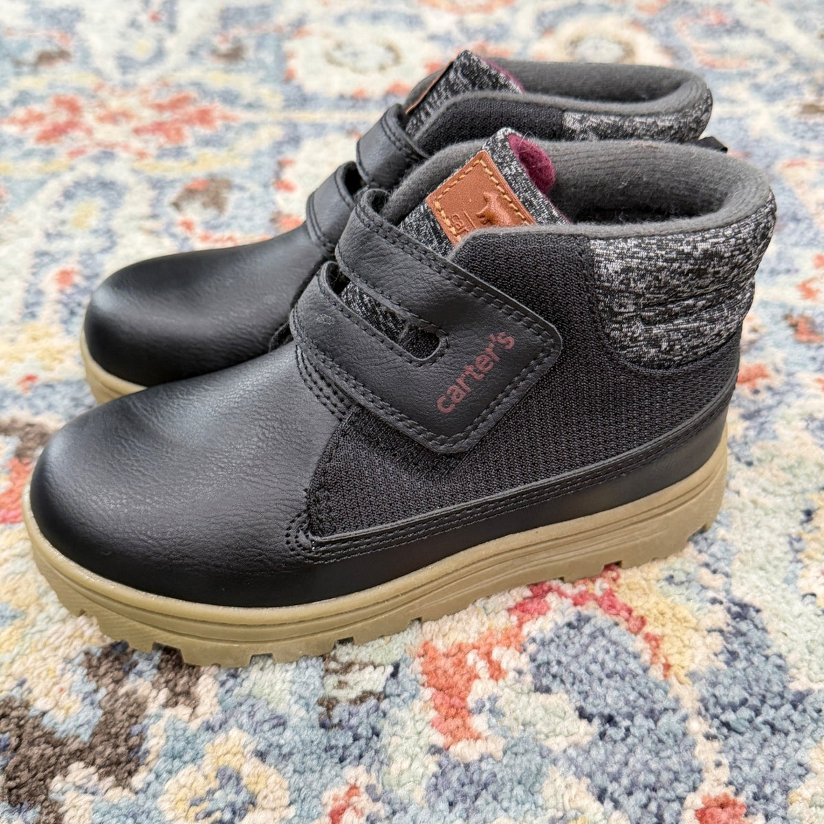 Carter's Kelso Boots Boys Size 12M Black High Top Hook Loop EUC0