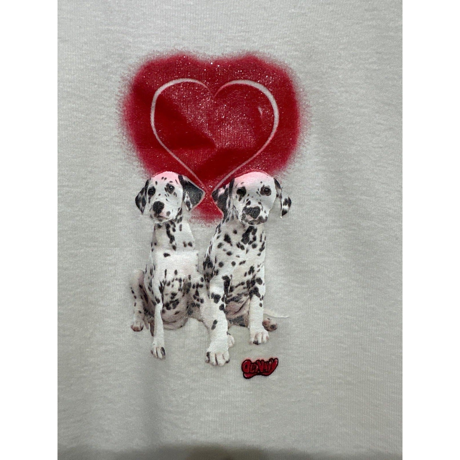 Old Navy Dalmatian Shirt Girls XS White Red Heart Y2K Kidcore EUC1