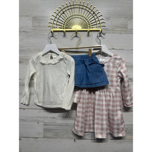 Carters H&M Toddler Girl Clothing Bundle 2T/3T Pink White Blue Gingham EUC0