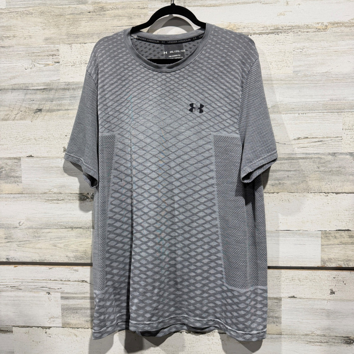 Under Armour Vanish Tee Shirt Mens 2XL Grey Diamond Pattern Seamless Activewear0