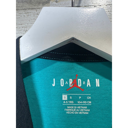 Jordan Long Sleeve Shirt Boys Size 5 Black Teal Jumpman Graphic NWT Top Only1