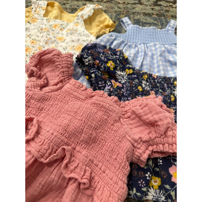 Bundle Girls 18m Multi Floral Gingham Smocked Summer Tops Dress EUC1
