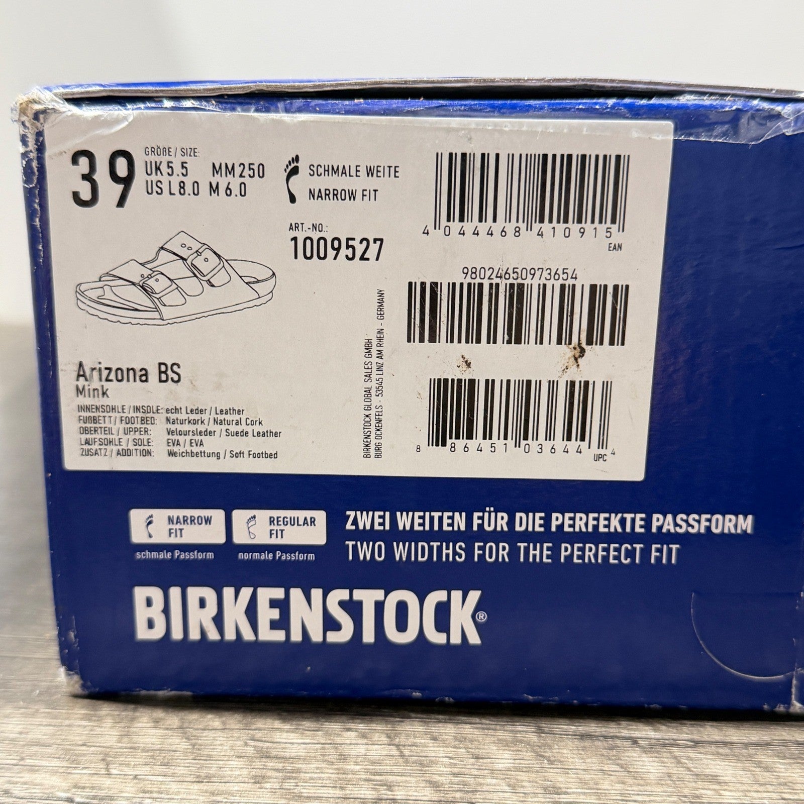 Birkenstock Arizona Sandals Women 39 Mink Suede Soft Footbed NWT13