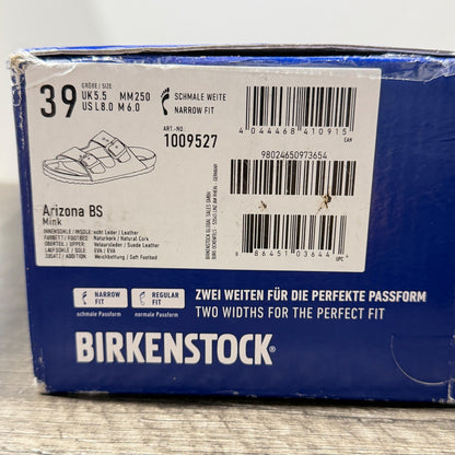 Birkenstock Arizona Sandals Women 39 Mink Suede Soft Footbed NWT13